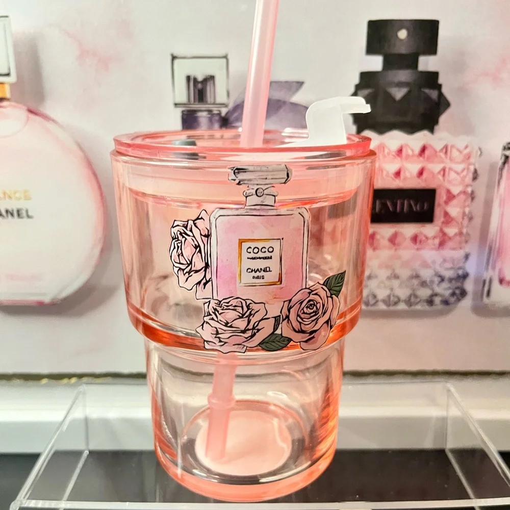 🆕Pink Glass Tumbler with Straw NWT - Picture 3 of 3